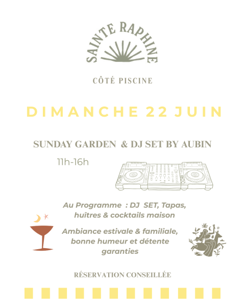 Premier week-end d’été à Sainte Raphine – Venez à la terrasse de Côté Piscine en ce weekend du 21/22 Juin. Passion rive droite de Bordeaux